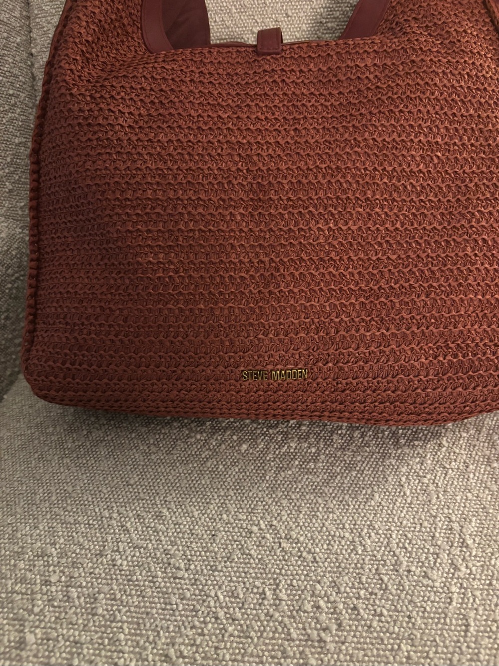 Steve Madden Rust Woven Hobo with Polka Dot Scarf Accent - Picture 3 of 3